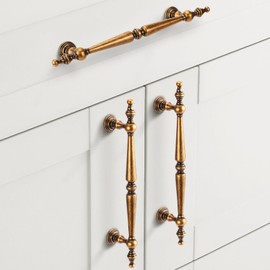 Shimeyao 10 Pack Antique Brass Cabinet Pulls 5"(128 mm) Hole Center Vintage Cabinet Pulls Handles Drawer Handles Closet for Kitchen Bathroom Drawer Dresser Pull Hardware Hole Center