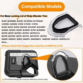 Vofiiln Pour Spout Cover Replacement for Ninja 72 oz Pitcher, Blender Lid parts for Ninja BL610 BN750 BN751 BN800 BN801 CO610B Series, Compatible with NEW Model Pitcher with Rim Extension Only