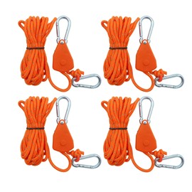 SDKZBFC 4mm Reflective Tent Guy Ropes with Pulley - 4PCS Heavy Duty Adjustable Guide Ropes with Aluminum Lock for Camping, Hiking & Backpacking Tents Orange