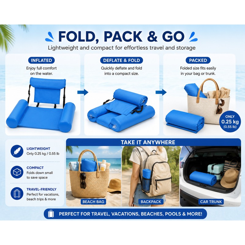 Inflatable Pool Lounger-1PC Foldable Inflatable Mattresses for Water Fun Swimming