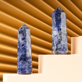 Sodalite Healing Crystal Tower Obelisk – Crystals and Healing Stones for Meditation, Reiki, Chakra Balancing, and Crystal Grids – Crystal Points for Home or Office – Spiritual Decor & Gift