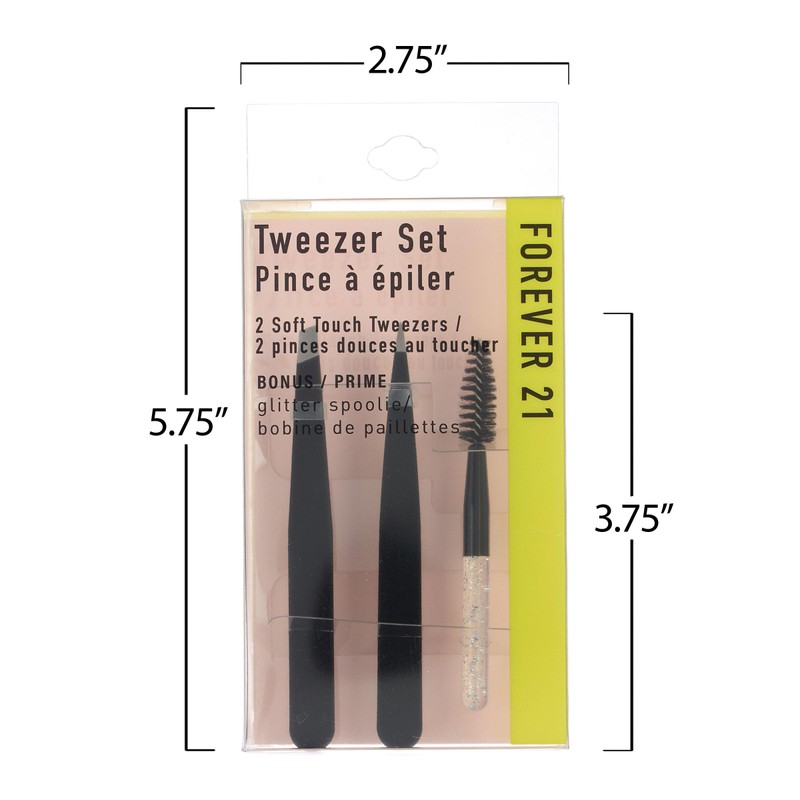 3pc Black Tweezer Set & Glitter Spoolie - Hair Removal