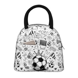 RUVNSR Soccer Lunch Box Ball Portable Insulated Lunch Bags Football Reusable Cooler Boxes Tote Bag For Kids Girls Boys Men Women School Work Office Travel Picnic Gifts