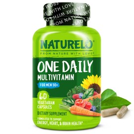 NATURELO NATURELO Mens Multivitamins for Men 50+ - One Daily Multivitamin for Men with Vitamins, Minerals & Organic Whole Foods, Boost Energy & Health, Non-GMO, 60 Vegetarian Capsules