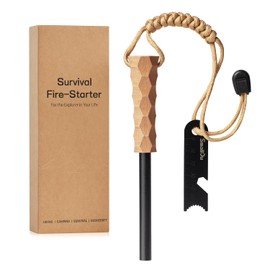 Ferro Rod Fire Starter, Survival Flint and Steel Fire Starter Kit for Hiking, Bushcraft,Camping Essentials Gear, Emergency Supplies - Ideal Gift for Explorers (Beech Handle)