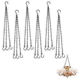 Pack of 6 Black Hanging Basket Chains, Metal Flower Pot Chain, Hanging Chain with Hooks, Hanging Basket Chains for Hanging, with S Hooks, for Bird Cage, Flower Pots, Lanterns, Billboard, Garden