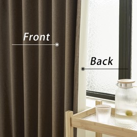 DUALIFE 90 Inch Blackout Brown Curtains Boho, Thermal Insulated Curtains for Summer Heat for Bedroom Living Room Linen Pleated Drapes 90 Inches Long Rod Pocket(50W x 90L x 2 Panels)