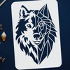 FINGERINSPIRE Geometric Wolf Head Stencil 21x29.7cm Reusable Wolf Head Drawing