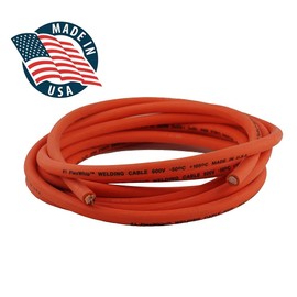 WeldingCity 15-ft 1-AWG USA-made Heavy Duty Welding Cable (Orange Red) with Stick Electrode Holder Stinger and Dinse-type Twistlock Connector Plug for Welder Whip Lead