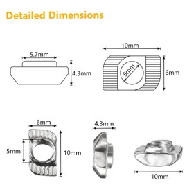150 Pieces 2020 Series T Nuts T-Slot Nut Hammer Head Fastener -Plated Carbon Steel Sliding T Nuts for Aluminum Profile (M5)