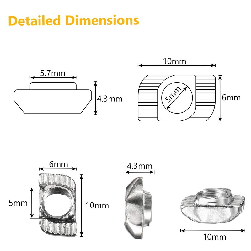 150 Pieces 2020 Series T Nuts T-Slot Nut Hammer Head