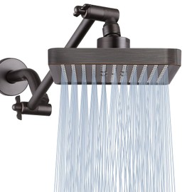 Nuodan High Pressure Rain Shower Head with 11'' Extension Arm - High Flow Rainfall Showerhead - Luxury Modern Look - Pressure Boosting (Square, Oil Rubbed Bronze)