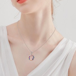 TIGER RIDER Fox Sterling Silver Necklace for Women Crystal Pendant for Mother Crystal Jewelry Gift for Birthday Her Anniversary