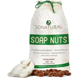 SoNatural Sonatural Jabón Orgánico Nueces Deseeded 1Kg/2.2Lbs (330 Cargas) Con 1 Bolsa De Lavado, Jabón De Nueces Ecológico Detergente Para La Ropa Altamente Eficaz, No Tóxico, Químico Y Sin