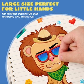JOYIN 24 PCS 6"x 9" Make a face Stickers for Kids, Make Your Own Animal Safari and Match Sticker Sheets with Safari and Fantasy Animals Kids Crafts Party Favors Goodie Bags Stuffers for Kids