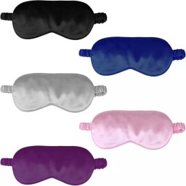 1팩 수면 마스크 탄력 스트랩이 있는 실크 눈가리개 부드러운 (블랙) [White] 1 Pack Sleep Mask with Elastic Strap Soft Silk Eye Mask (Black) [White]