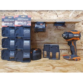 StealthMounts Battery Holder Compatible with Ridgid 18V (6 Pack) - Black Battery Mounts | Made in The UK