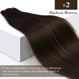 Sunny Hair Weft Hair Extensions Human Hair Sew in Hair Extensions Human Hair Straight Hair Extensions for Women Real Human Hair 18inch Darkest Brown