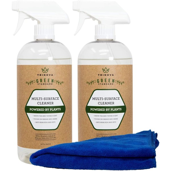 Natural All Purpose Cleaner Organic - Multi Surface Cleaning Spray for Safe Kitchen, Bathroom, Toy, Stain Removal, Counter, Wall. Non Toxic for Kids and Pets. 32oz 2-Pack 64 oz