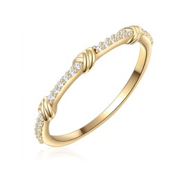 Glanzstücke München Women's Ring 925 Sterling Silver Yellow Gold-Plated with White Zirconia Silver Ring Gold-Plated Band Ring, 54, Cubic Zirconia