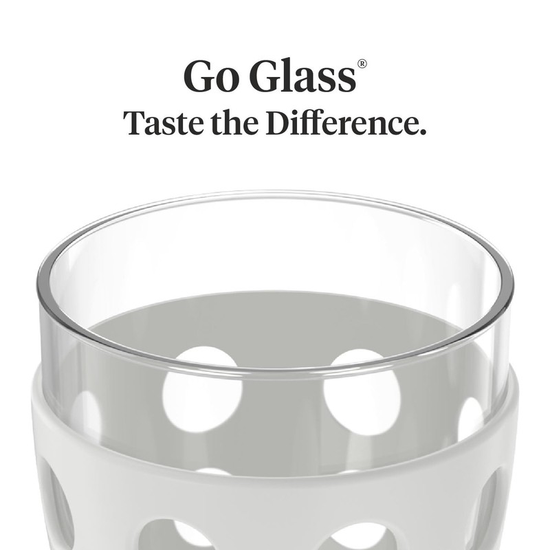 Lifefactory 10-Ounce Beverage Glasses with Protective Silicone Sleeves, 4-Pack, Stone