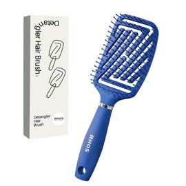 RHOS Detangling Hair Brush for Men-Curved Vented Hair Brush for Faster Blow Drying/Styling,Paddle Vent Detangler Brush for Short,Thin,Bangs,Wet&Dry Hair(Blue)