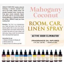 HoogaLife Car Air Freshener and Odor Eliminator 4 fl oz 120ml Spray - Mahogany Coconut (2 Pack)