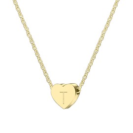 AURSTORE Stainless Steel Initial Letter Pendant Necklace Jewellery, Minimalist Chain Charming Alphabet A-Z, Women Girl (Gold), Stainless Steel