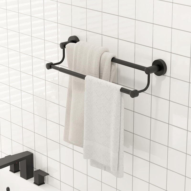 BESy Adjustable 16-26 Inches Double Bath Towel Bar for Bathroom