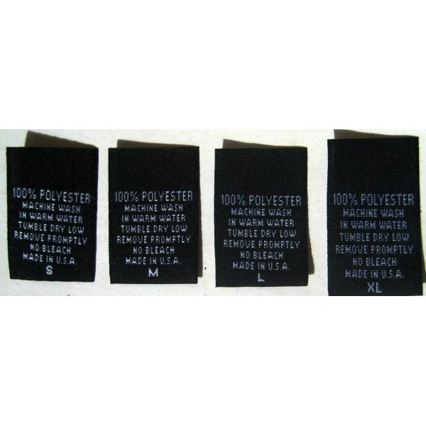 Sean Label 500 PCS WOVEN CLOTHING LABELS CARE LABEL BLACK,