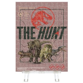 Yanoman 2308-68 150 Piece Petite Paris Clear Jigsaw Puzzle Jurassic World The Hunt (3 x 4.0 inches (7.6 x 10.2 cm)), No Glue Required, No Frame Required, Mini Easel, Includes Piece Claim Card