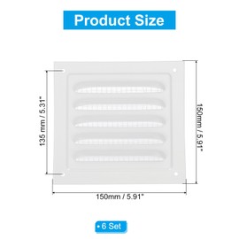 PATIKIL 6x6" Attic Vent Soffit Vent, 6 Pcs Aluminum Alloy Rectangular Floor HVAC Air Vent Covers Metal Return Grille Louver with Screen Mesh and Screw for Wall Ceiling Attic Doors Home