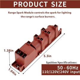 6 outlet igniters for GE Whirlpool Maytag KitchenAid Jenn Air Amana, Gas Stove Cooktop Spark Module Replacement Electronic Pulse Ignitor Power Transformer, 110/120V/240V