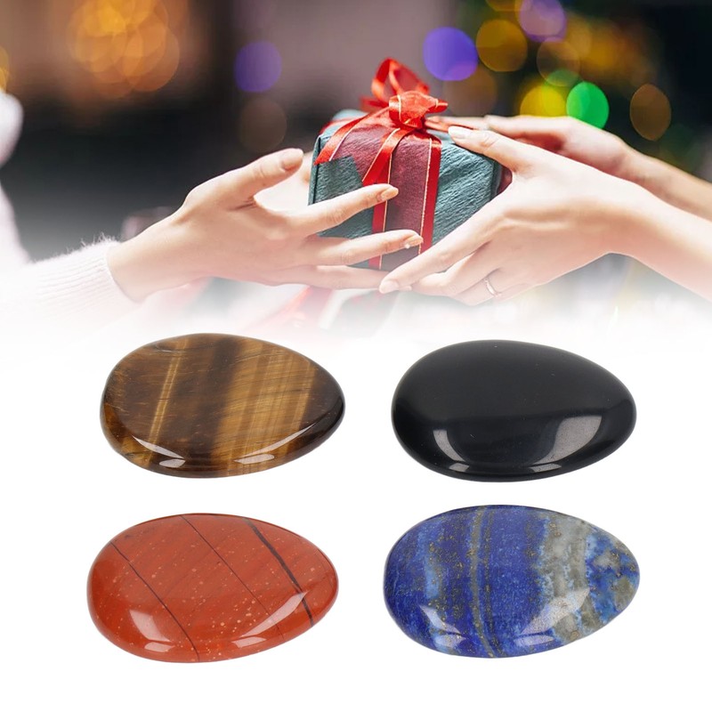 4Pcs Thumb Worry Stone Stress Relief Meditation Small Portable Oval