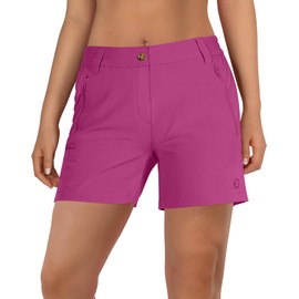 Outdoor Ventures Women's Hiking Shorts Stretch Lightweight Golf Shorts Quick Dry UPF 50+ 5 inch Cargo Short for Camping Raspberry Red