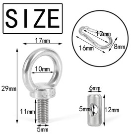 Zasvec Stopper for Piping Rail, Pack of 6 Piping Stoppers with Carabiner, Stainless Steel Piping Stopper, Piping Rail, Accessories, Awning Stopper, Stainless Steel Awning Hooks, Blocking Kit for