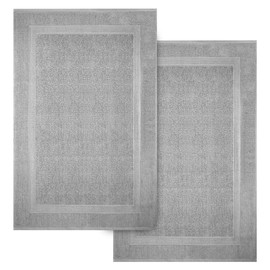 Infinitee Xclusives Premium Cotton Bath Mats for Bathroom – Pack of 2 | 34x22 Inches | Ultra Soft, Super Absorbent, Non-Slip, Machine Washable Mats (Charming Grey) [Not a Rug]