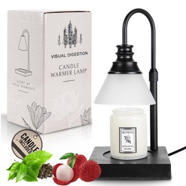 Candle Warmer Lamp for Large Jar Candles - Electric Candle Lamp with Timer - Included White Tea & Lychee Jar Candle - Candle Lamps Warmer - Dimmable 3000K (2X 50W Lamp Included)