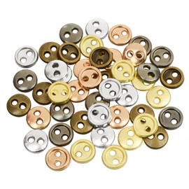 OELFFOW 3mm 50 Pieces 5 Colors Mini Metal Round 2 Eye Buttons for bjd Soldier Toy ob Doll Clothing Accessories. (Colors: Bronze, Imitation Gold, Silver, Gunmetal, KC Gold) (3mm)