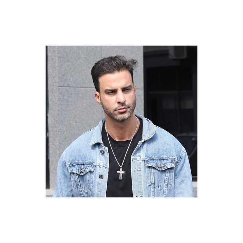 Eulinviak Stainless Steel Baseball Cross Pendant Necklace for Men, Bible