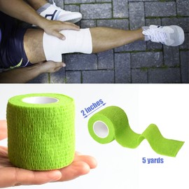 Gondiane 9 Pack 2" x 5 Yards Self Adhesive Bandage Wrap Self Stick Wrap for Ankle, Wrist, Finger, Sports, Breathable Cohesive Vet Tape for Pets (Grass Green)