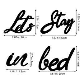 Let's Stay In Bed Wall Decor Wooden Sign, Rustic Lets Stay In Bed Wood Cut Outs Above Bed Wall Decor Bedroom Funny Quotes Wall Art Sign Valentine's Day Housewarming Gift