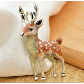 Unbranded Santa REINDEER Antler Natural Spotted Rudolph Enamel Christmas Gift Deer Brooch