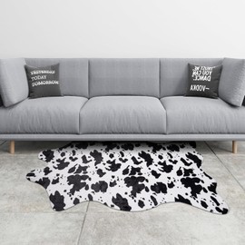 VDDR Cow Print Rug Faux Cowhide Rug Cute Area Rug Fun Western Room Decor for Bedroom Living Room Non-Slip (43 inches x 29 inches)