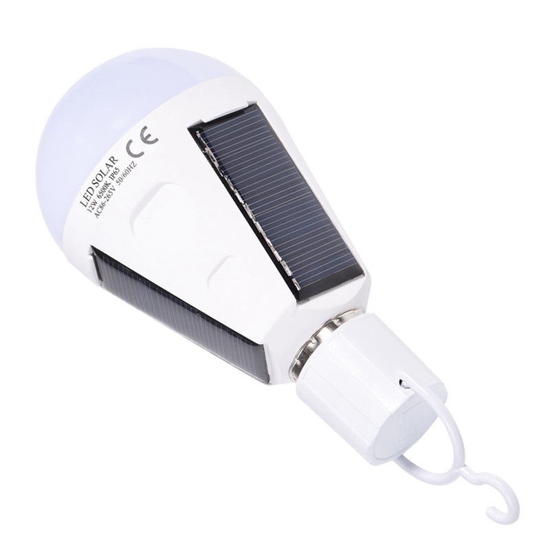 Solar Panel LED Light Bulb Portable Waterproof Indoor/Outdoor Hiking Camping