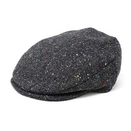 Hanna Hats Men's Donegal Tweed Vintage Cap (Charcoal Fleck, XLarge)