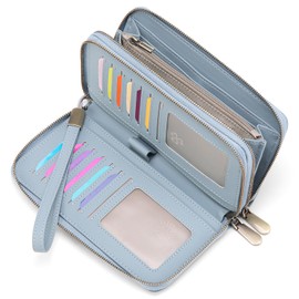 GAEKEAO Wallet for Women Clutch Leather RFID Blocking Wristlet Purse Zip Around Wallets Large Capacity Credit Card Holder