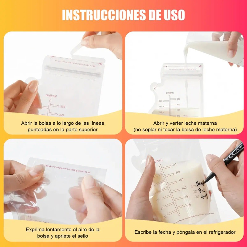 Bolsa De Almacenamiento De Leche Materna 250ml,200 Piezas.
