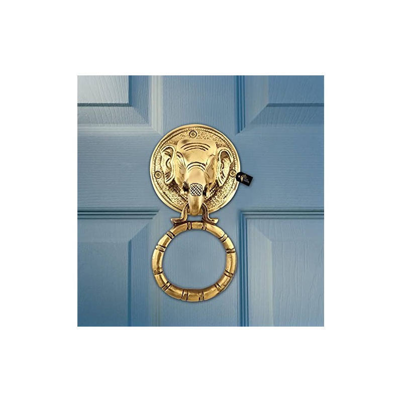 THEGURIA Elephant Face Brass Door Knocker