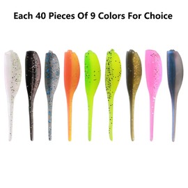 40Pcs Fishing Lures Kit Worm Fishing Soft Plastic Lures Set Fishing Baits Mini Senko Worm for Bass Trout Lure Fishing Saltwater Freshwater with Trackle Box-Clear Blue